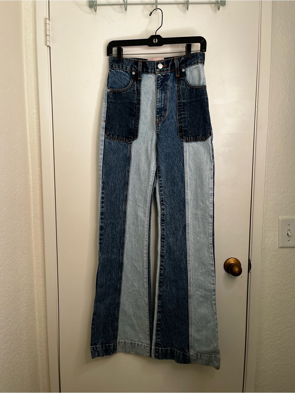 Revice Woodstock Paneled Flare Jeans HighRise Women Sz 25 Y2K Patchwork WideLeg